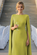 Cape Sleeve Floor-Length Mermaid Evening Gown Mother of the Bride Dress