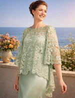 Lace Half Sleeve Mermaid Ankle-Length Women Evening Dress