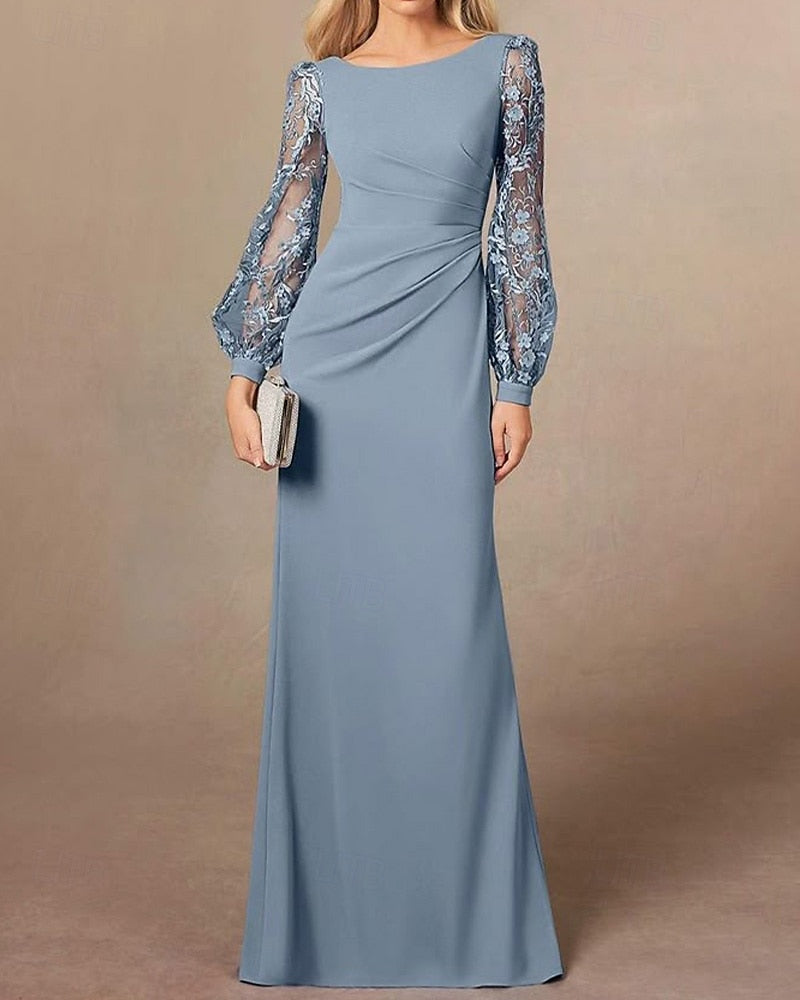 Elegant Long Sleeve Backless Mermaid Formal Evening Dress