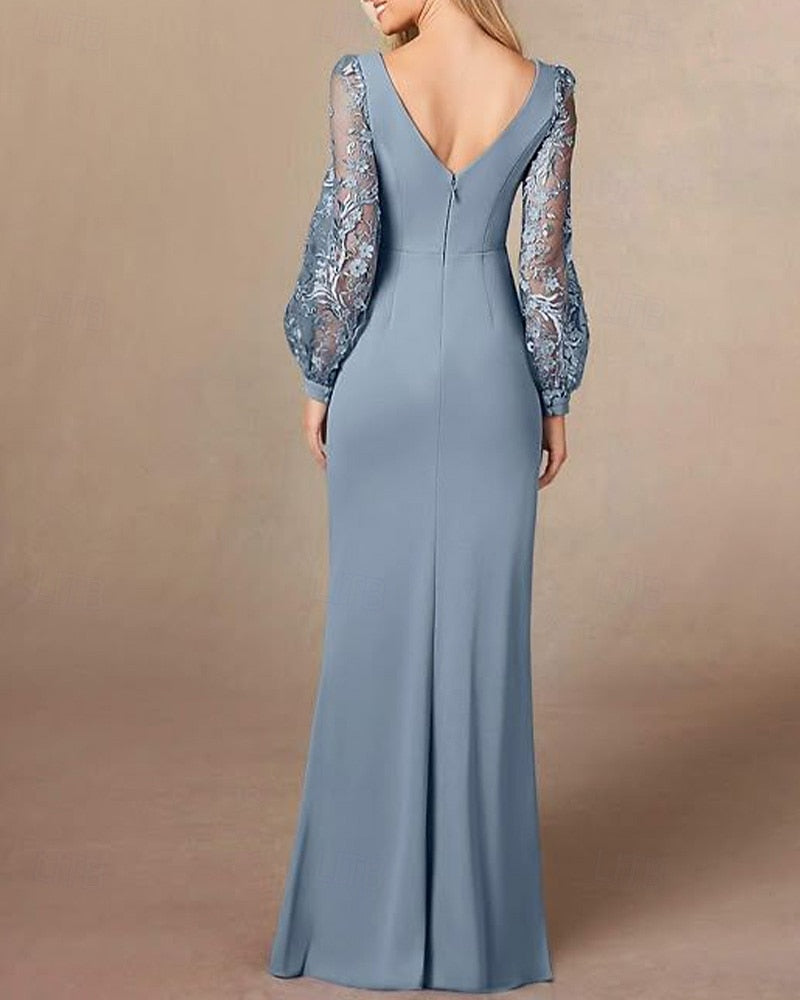 Elegant Long Sleeve Backless Mermaid Formal Evening Dress