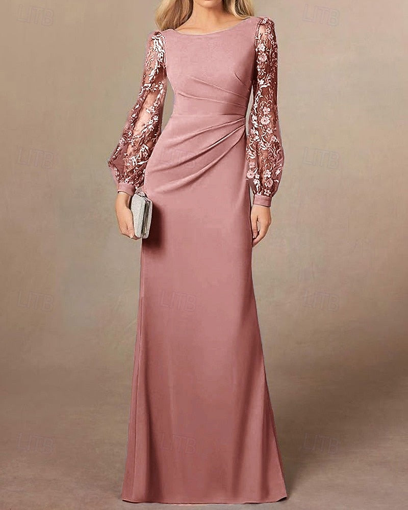 Elegant Long Sleeve Backless Mermaid Formal Evening Dress