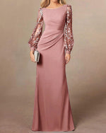 Elegant Long Sleeve Backless Mermaid Formal Evening Dress