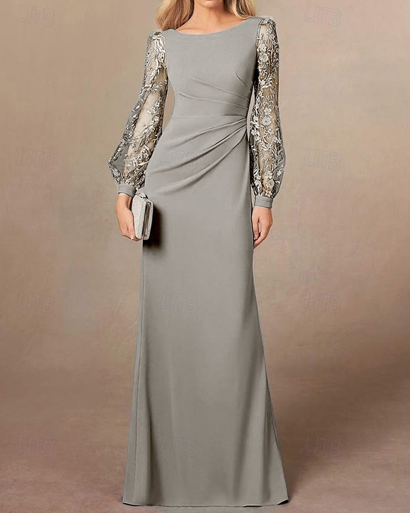 Elegant Long Sleeve Backless Mermaid Formal Evening Dress