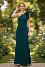 One Shoulder Ruffles Sleeveless Mermaid Evening Dress