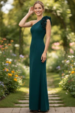 One Shoulder Ruffles Sleeveless Mermaid Evening Dress