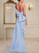 One Shoulder Mermaid Flowers Floral Print Ankle-Length Evening Dress