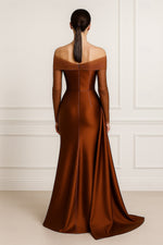 Off the Shoulder Long Sleeve Mermaid Formal Women Evening Dress