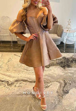 Off the Shoulder Low Back Pleated Sweetheart Princess Short Homecoming Dresses