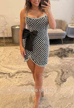 Regular Straps Column Beading Bowknot Sleeveless Mini Homecoming Dresses