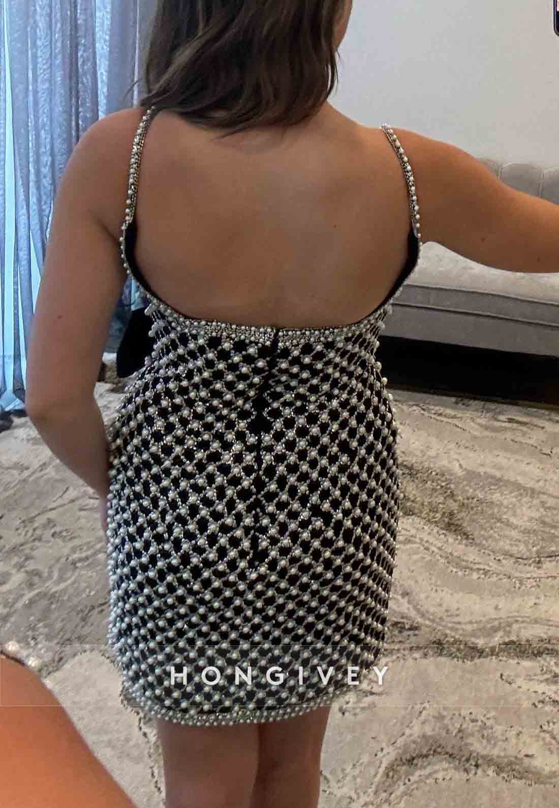 Regular Straps Column Beading Bowknot Sleeveless Mini Homecoming Dresses