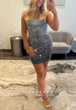 Sheath Glitter Strapless Low Back Sleeveless Mini Homecoming Dress