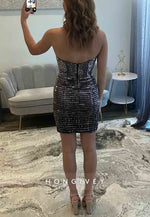 Sheath Glitter Strapless Low Back Sleeveless Mini Homecoming Dress