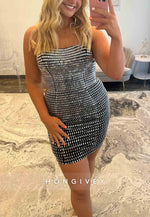 Sheath Glitter Strapless Low Back Sleeveless Mini Homecoming Dress