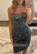 Sheath Glitter Strapless Low Back Sleeveless Mini Homecoming Dress