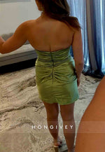 Sweetheart Fuchsia Strapless Sheath Short Homecoming Dress with Keyhole