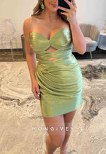 Sweetheart Fuchsia Strapless Sheath Short Homecoming Dress with Keyhole