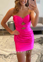 Sweetheart Fuchsia Strapless Sheath Short Homecoming Dress with Keyhole