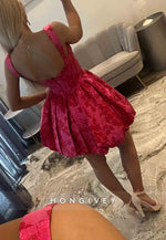 Ball Gown Floral Print Ruched Open Back Regular Straps Short Homecoming Dress