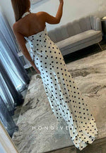 Polka Dot Column Sweetheart Halter Neck Side Slit Floor-Length Prom Dresses
