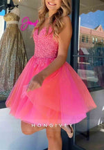 Gorgeous Spaghetti Straps Low Back Organza A-Line Short Homecoming Dress