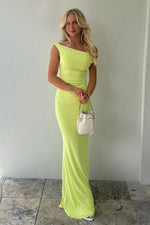 Sleek Pastel Yellow Off-Shoulder Mermaid Silhouette Prom Dress
