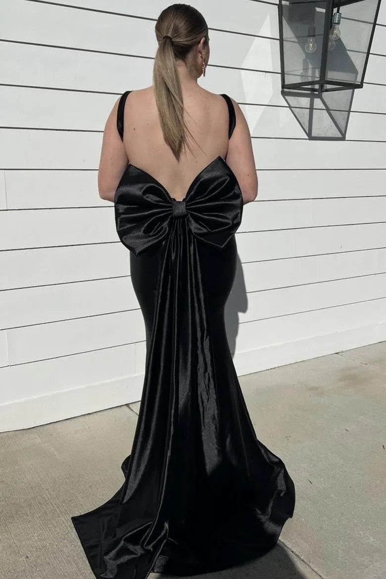 Fuchsia Satin Mermaid Prom Gown with Statement Bow Back