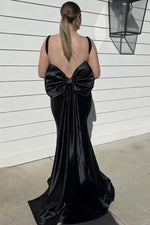 Fuchsia Satin Mermaid Prom Gown with Statement Bow Back