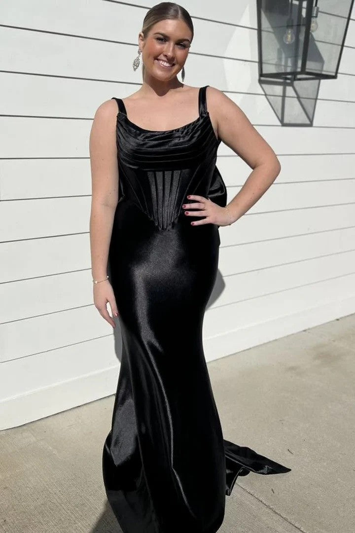 Fuchsia Satin Mermaid Prom Gown with Statement Bow Back