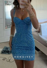 Sparkly Sweetheart Short Bodycon Homecoming Dress with Beading