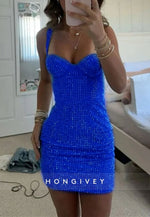 Sparkly Sweetheart Short Bodycon Homecoming Dress with Beading