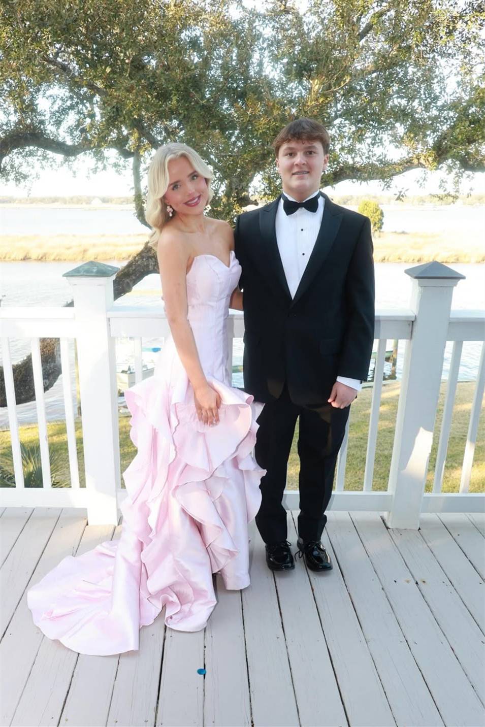 Strapless Light Pink Ruffle Tiered Long Dress