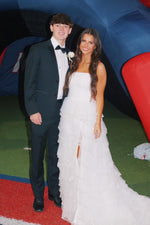 Strapless Light Blue Sequin Tiered A-line Long Dress