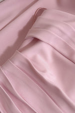 Straps Pink Pleated A-line Long Dress with Slit