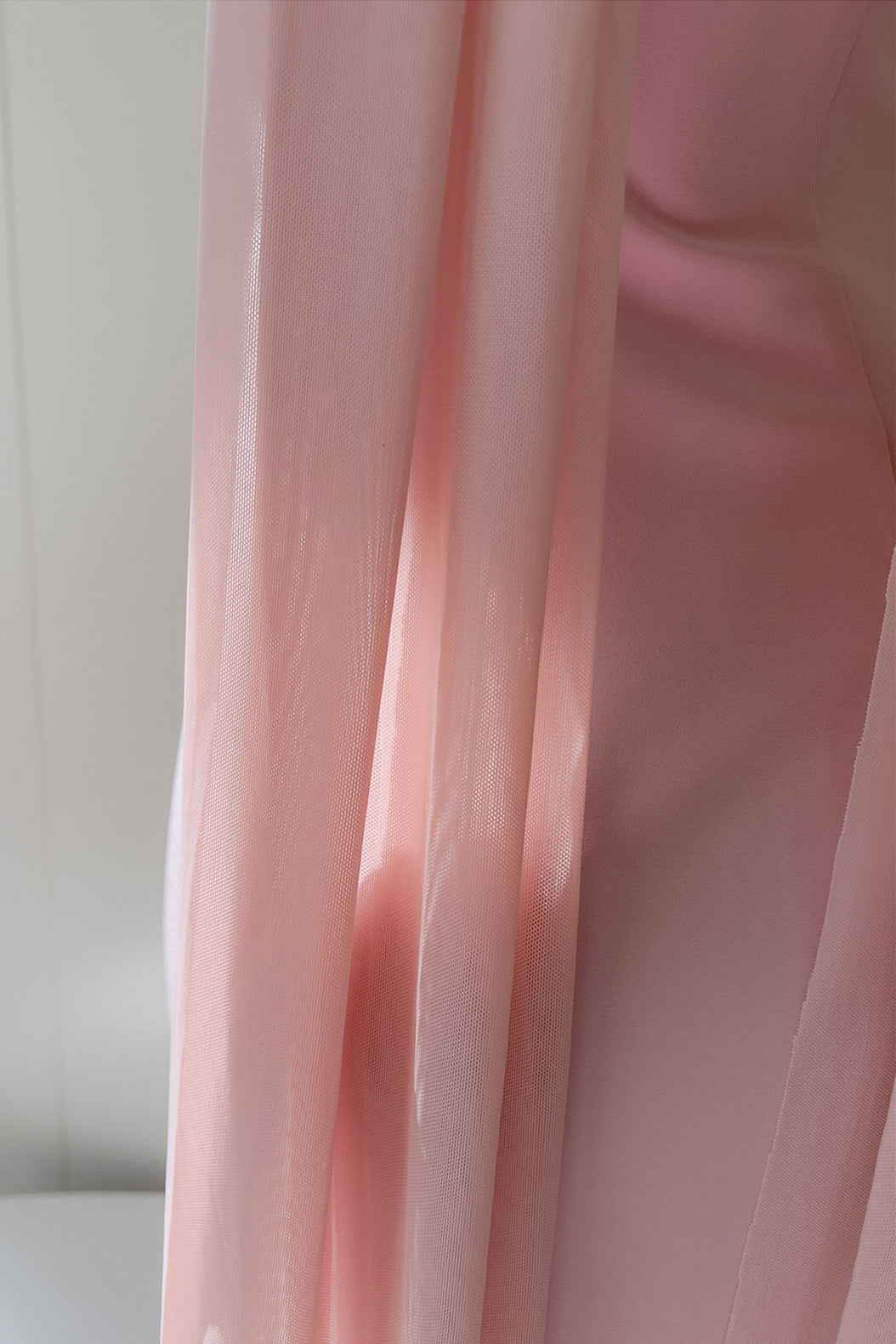Straps Pink Pleated A-line Long Dress with Slit