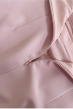 Straps Pink Pleated A-line Long Dress with Slit