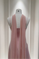 Straps Pink Pleated A-line Long Dress with Slit