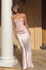 Stunning Mermaid Sweetheart Pink Corset Prom Dress with Appliques