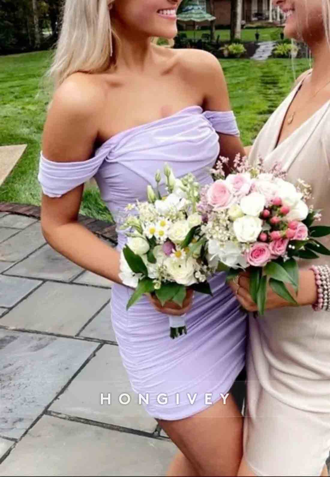 Stunning Off the Shoulder Ruched Bodycon Short Homecoming Dress