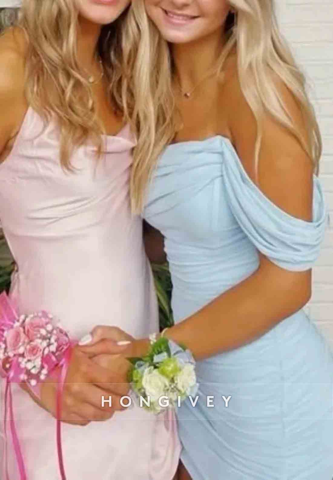 Stunning Off the Shoulder Ruched Bodycon Short Homecoming Dress