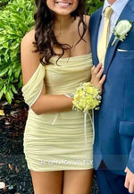 Stunning Off the Shoulder Ruched Bodycon Short Homecoming Dress