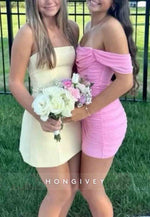 Stunning Off the Shoulder Ruched Bodycon Short Homecoming Dress