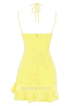 Stunning Sheath Spaghetti Straps Yellow Short Homecoming Dress with Ruffle