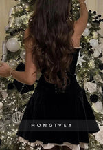 Stylish A-Line Strapless Black Short Homecoming Dress with Criss Cross Back