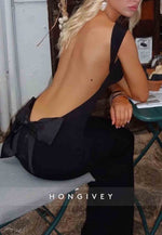 Stylish Backless Sheath Square Neck Long Party Dress with Bowknot