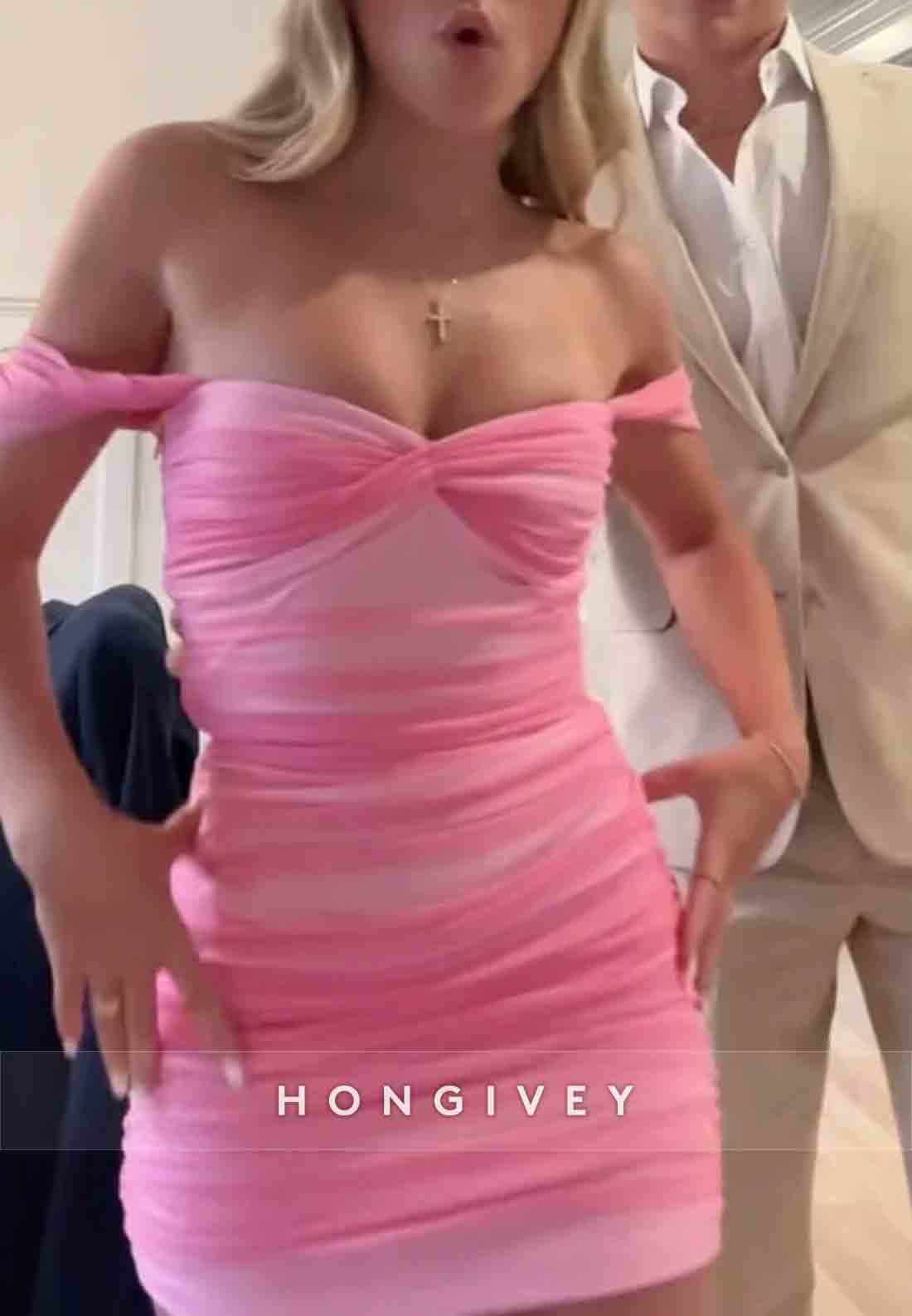 Off the Shoulder Ruffles Sweetheart Sheath Mini Homecoming Dresses