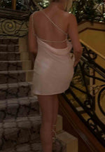 Stylish Sheath One Shoulder Pink Short Homecoming Dress with Pearls