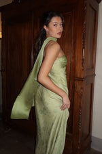Stylish Sheath Spaghetti Straps Green Long Prom Dress with Scarf