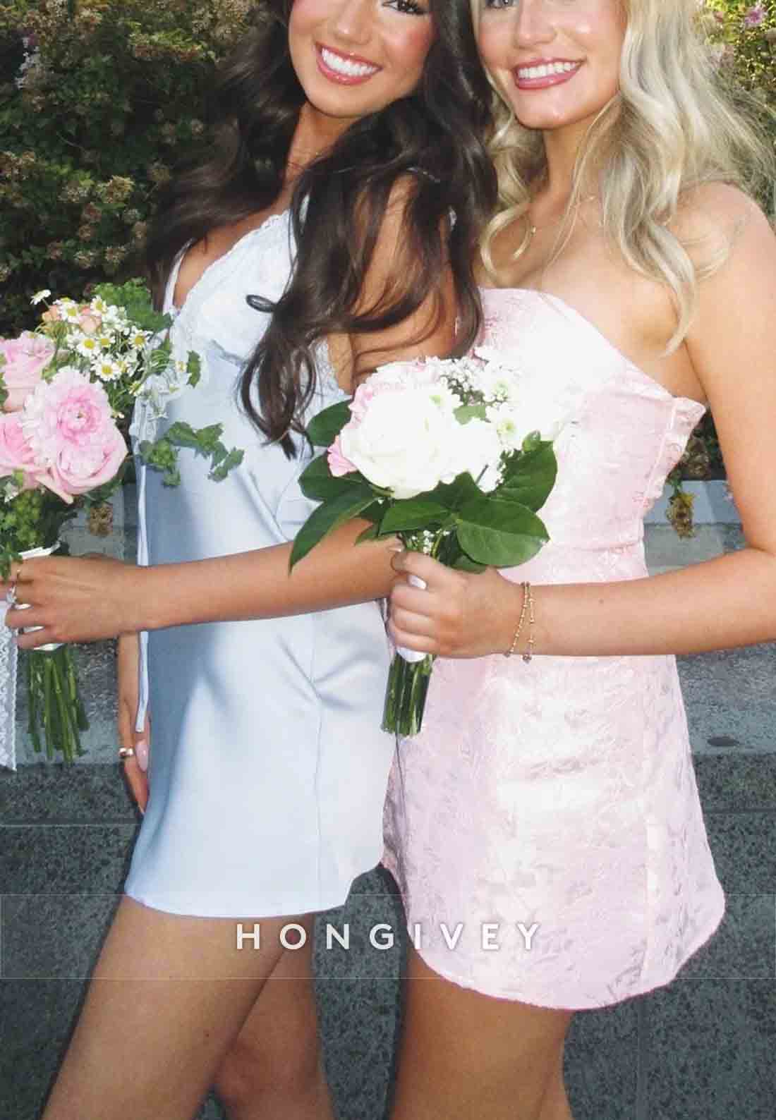 Stylish Sheath V Neck Light Blue Homecoming Dress Short Party Dress with Lace