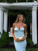 Sexy Halter Blue Sheath Prom Dress Long Evening Dress Bridesmaid Dress