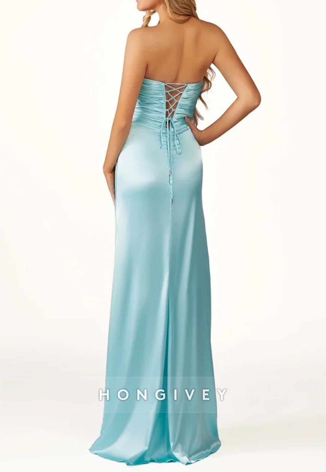 Sweetheart Mermaid Pleats Sleek Simple Prom Dresses